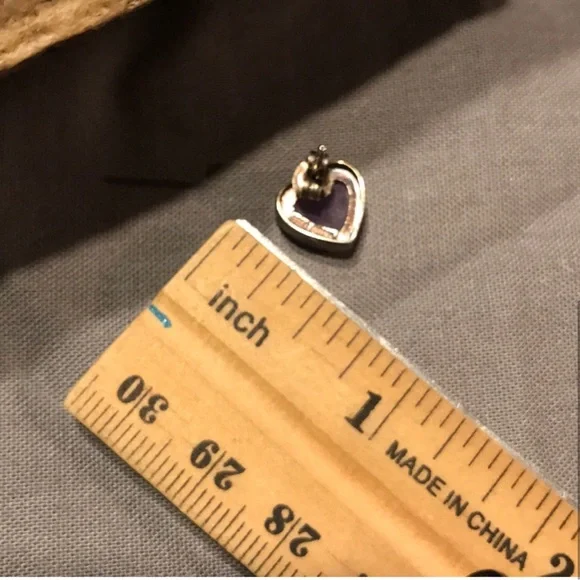 Purple Jade Heart Earrings - Picture 3 of 5